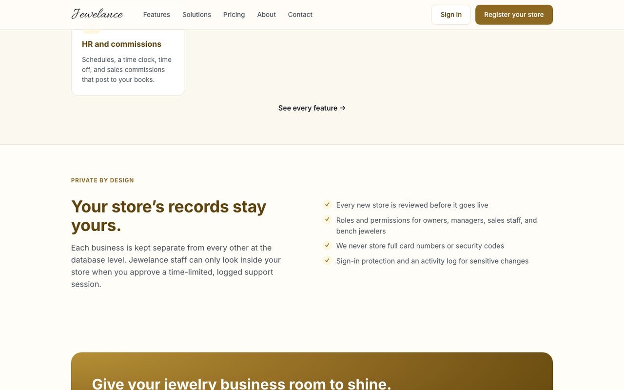 Every feature a jewelry store needs